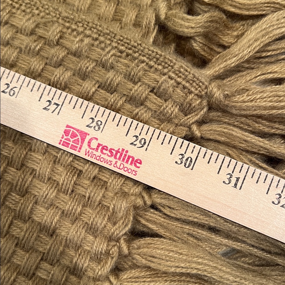 Cozy Basketweave Textured Brown Mustard Acrylic Throw Blanket with Fringe 51x67 - Picture 5 of 8